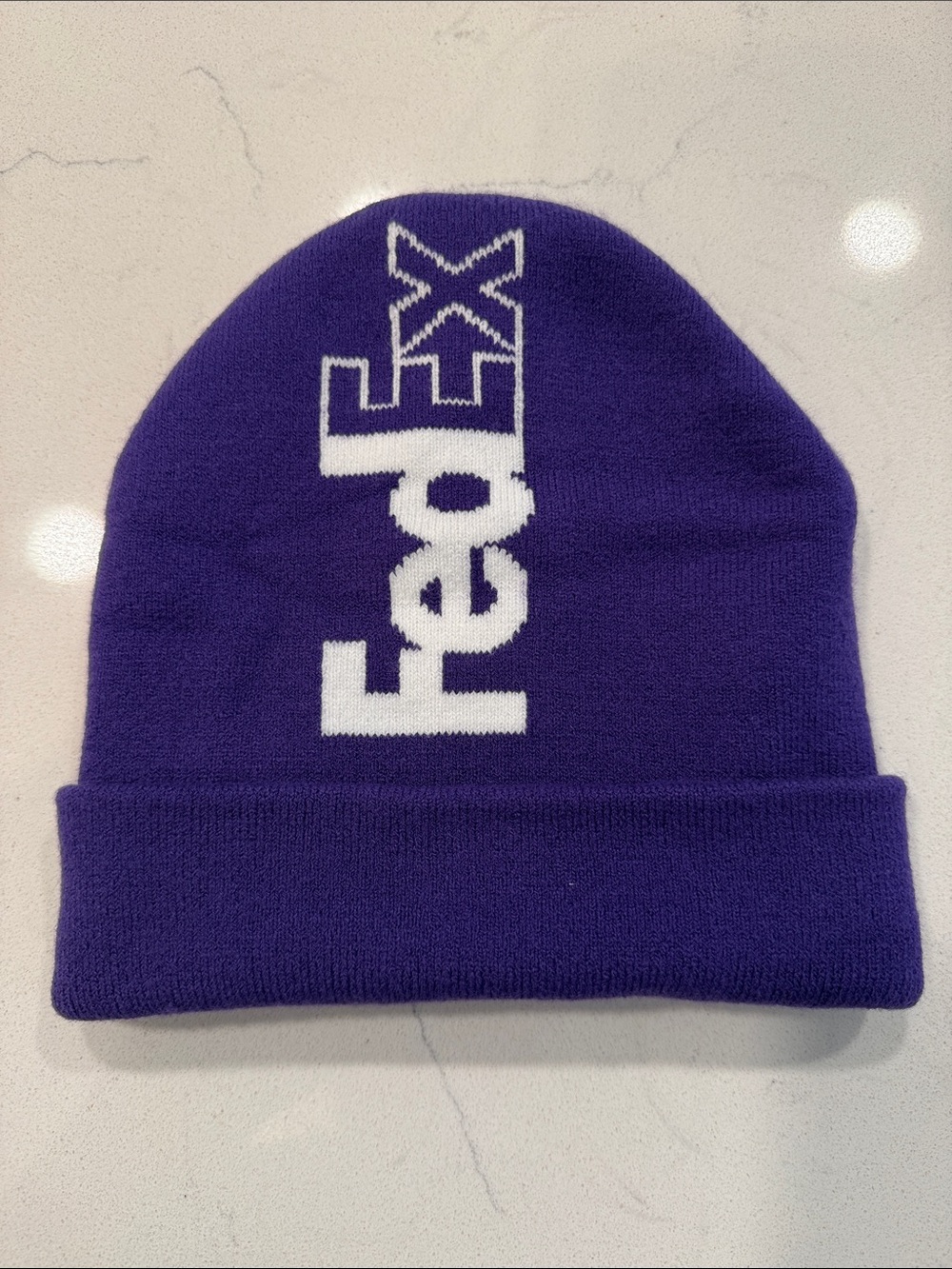 FedEx Purple Knit Beanie with White Logo